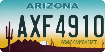 AZ license plate AXF4910