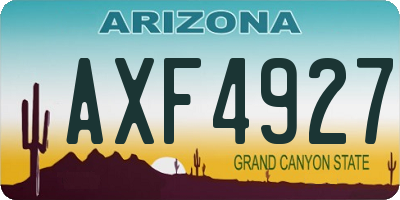 AZ license plate AXF4927