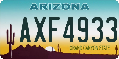 AZ license plate AXF4933