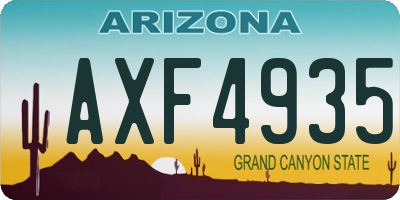 AZ license plate AXF4935