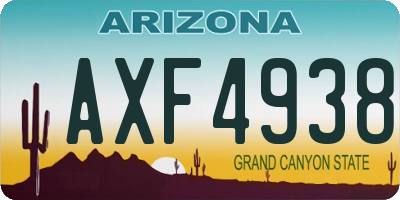 AZ license plate AXF4938