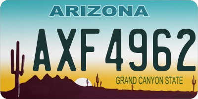AZ license plate AXF4962