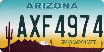 AZ license plate AXF4974