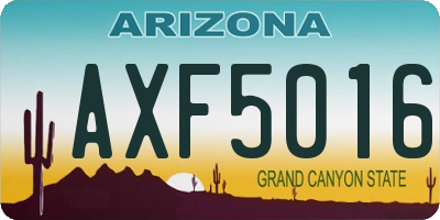 AZ license plate AXF5016