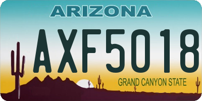 AZ license plate AXF5018
