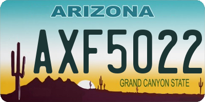 AZ license plate AXF5022
