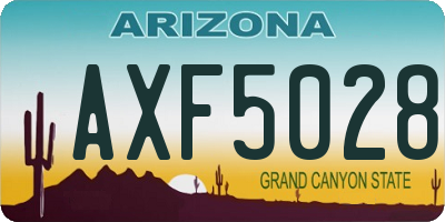 AZ license plate AXF5028