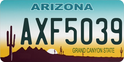 AZ license plate AXF5039