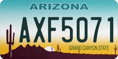 AZ license plate AXF5071