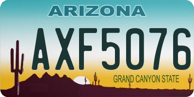 AZ license plate AXF5076