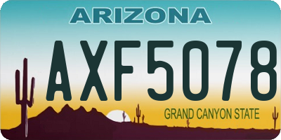 AZ license plate AXF5078