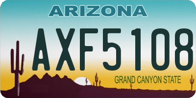 AZ license plate AXF5108