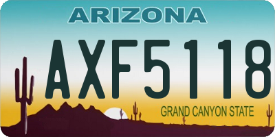 AZ license plate AXF5118