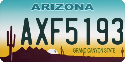 AZ license plate AXF5193
