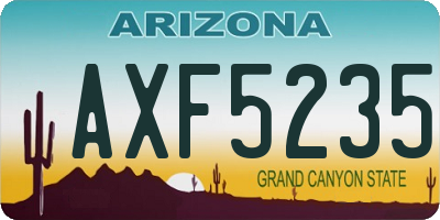 AZ license plate AXF5235