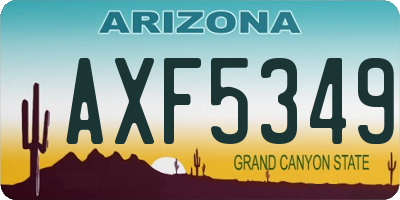 AZ license plate AXF5349