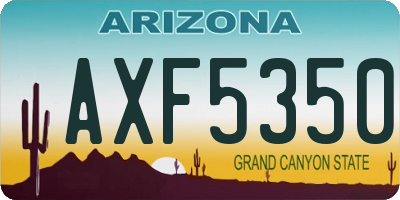 AZ license plate AXF5350