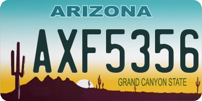 AZ license plate AXF5356