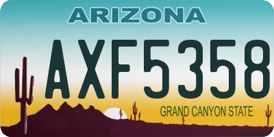AZ license plate AXF5358