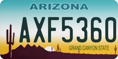 AZ license plate AXF5360