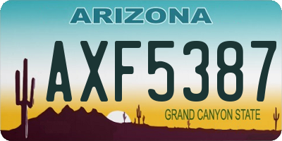 AZ license plate AXF5387