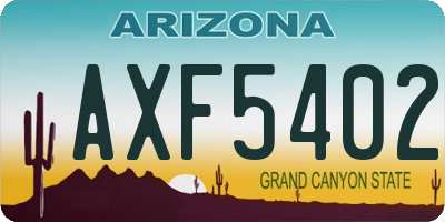 AZ license plate AXF5402