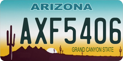 AZ license plate AXF5406