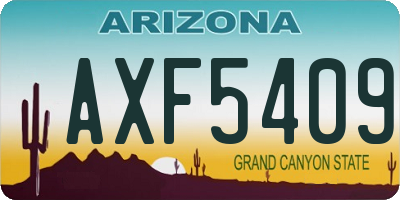 AZ license plate AXF5409