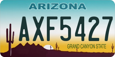 AZ license plate AXF5427