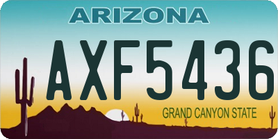 AZ license plate AXF5436