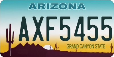 AZ license plate AXF5455
