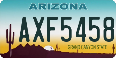 AZ license plate AXF5458