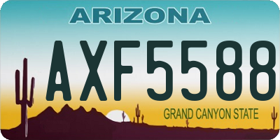 AZ license plate AXF5588