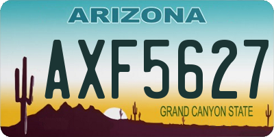 AZ license plate AXF5627