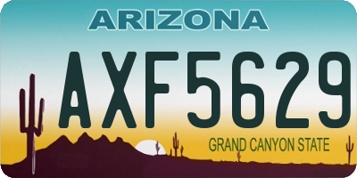AZ license plate AXF5629
