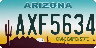 AZ license plate AXF5634