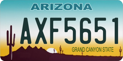 AZ license plate AXF5651