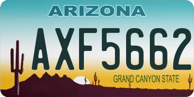 AZ license plate AXF5662