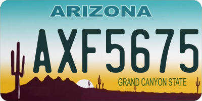 AZ license plate AXF5675