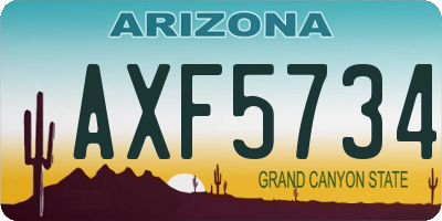 AZ license plate AXF5734