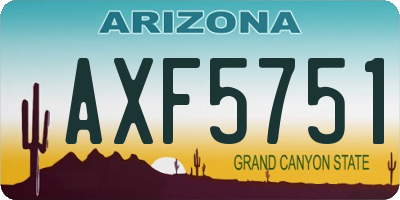 AZ license plate AXF5751