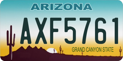 AZ license plate AXF5761