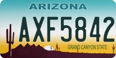 AZ license plate AXF5842