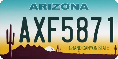 AZ license plate AXF5871