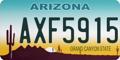 AZ license plate AXF5915