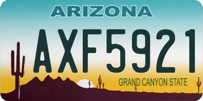 AZ license plate AXF5921