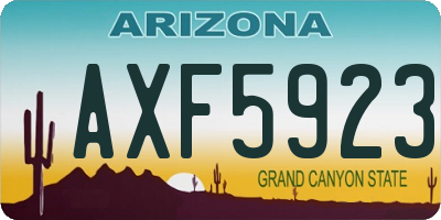 AZ license plate AXF5923