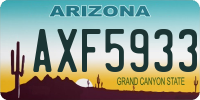 AZ license plate AXF5933