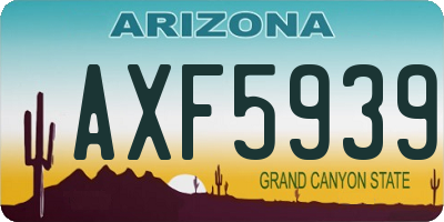 AZ license plate AXF5939