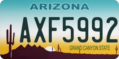 AZ license plate AXF5992